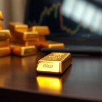Gold bar on dark wooden surface with soft lighting, representing gold market stability and central bank demand.