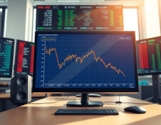 Gold price chart falling below $5,100 as Federal Reserve policy impacts the market.