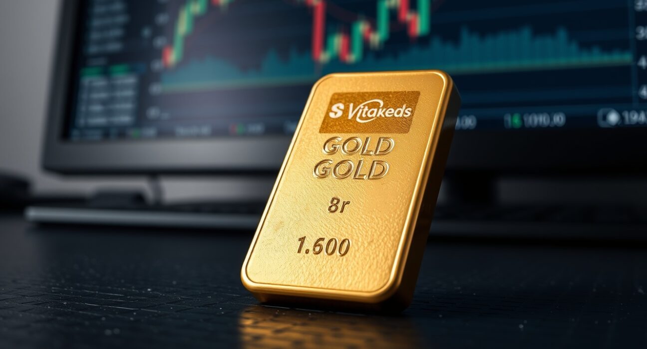 Gold price analysis with bullion bar representing market stability amid US dollar strength and geopolitical talks.