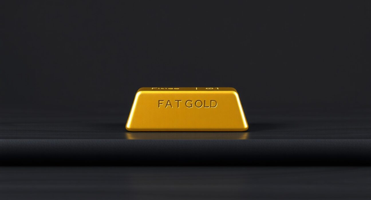 A gold bullion bar representing current market price movements amid Federal Reserve policy.