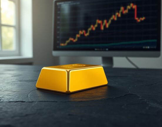 Gold bullion bar representing the surge in gold price as the US dollar weakens.