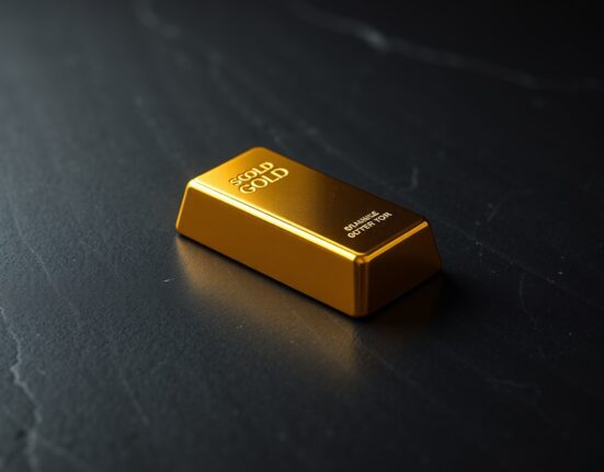Gold bullion bar representing the surge in gold price as the US dollar weakens.