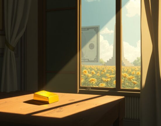 Conceptual illustration of a strong US dollar impacting gold market prices and investor sentiment.