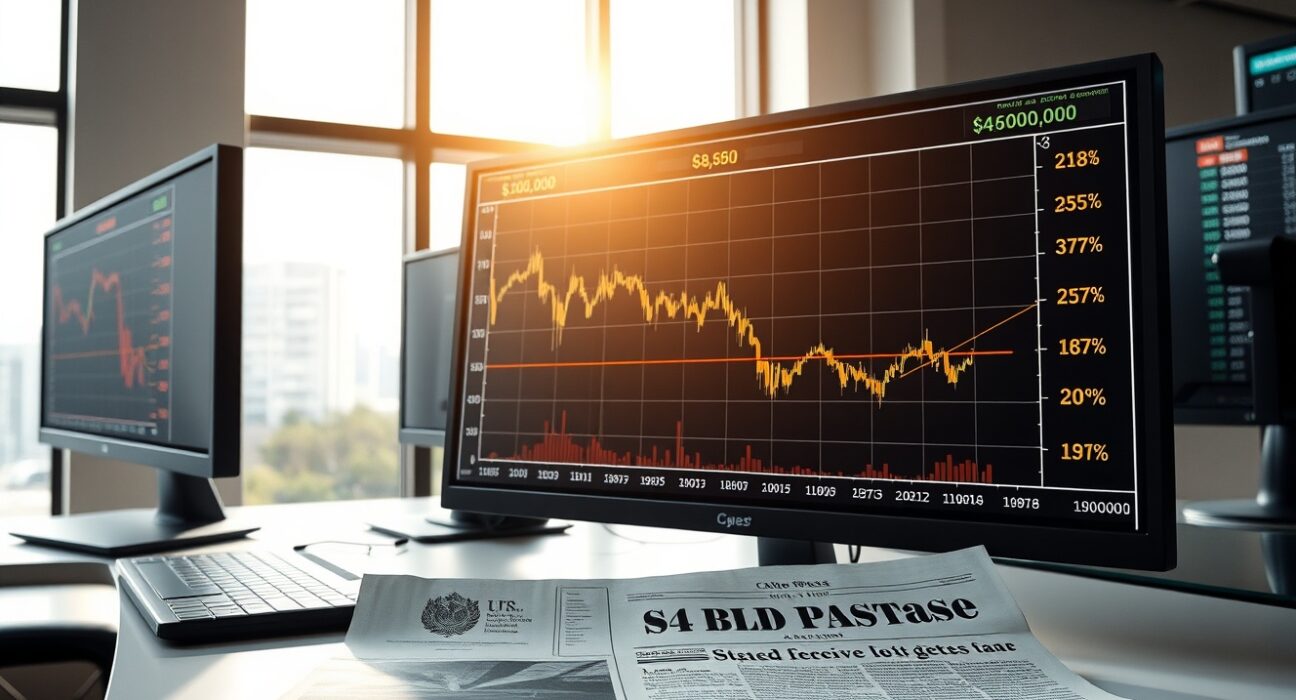 Gold price chart falling below $4,850 after Federal Reserve interest rate decision.