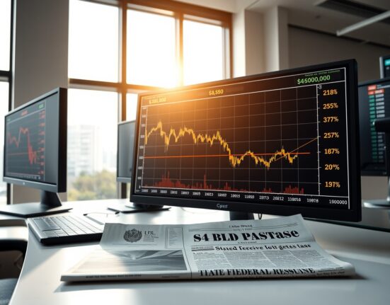 Gold price chart falling below $4,850 after Federal Reserve interest rate decision.