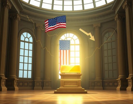 Gold price chart falling after strong US jobs data reduces Federal Reserve rate cut expectations.