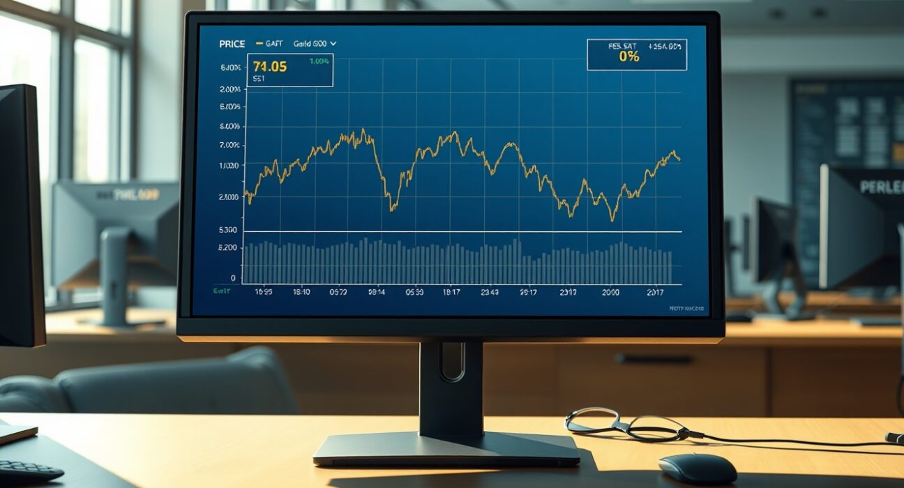 Gold price chart falling as oil price chart rises, illustrating inflation concerns for investors.