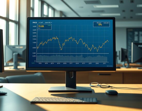 Gold price chart falling as oil price chart rises, illustrating inflation concerns for investors.