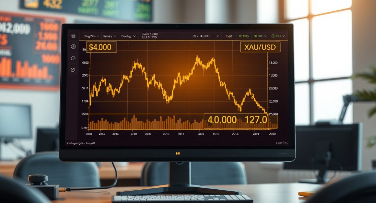 Gold price chart falling as oil-fueled inflation impacts Federal Reserve rate cut decisions.