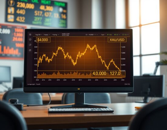 Gold price chart falling as oil-fueled inflation impacts Federal Reserve rate cut decisions.
