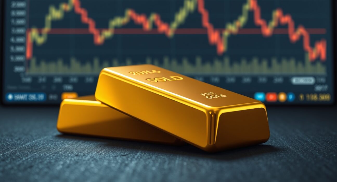 Gold bullion bar representing the falling gold price amid US-Iran diplomatic developments.