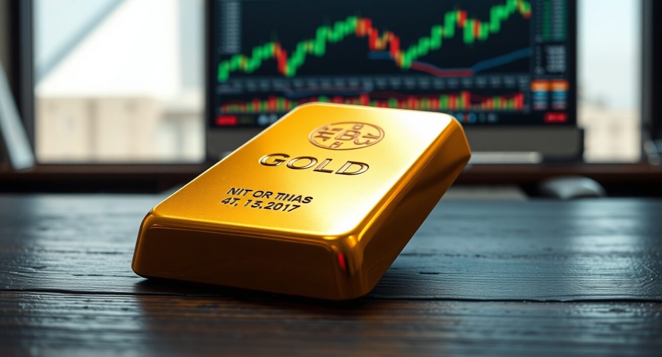 Gold bullion bar representing the gold price holding near $5,000 amid Federal Reserve policy uncertainty.