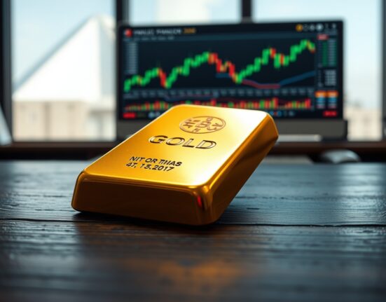 Gold bullion bar representing the gold price holding near $5,000 amid Federal Reserve policy uncertainty.