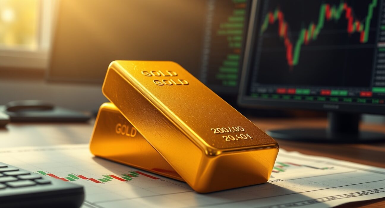 Gold price forecast analysis showing bullion on technical chart with 200-day EMA support line during Middle East conflict