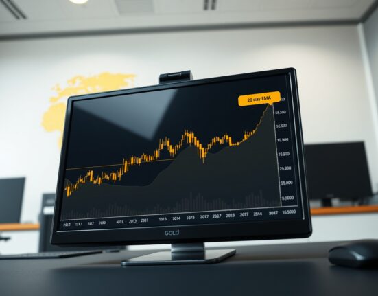 Gold price forecast chart showing the 20-day EMA barrier amid Trump Iran deadline tensions.