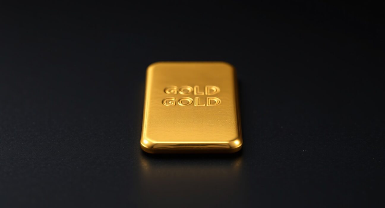 Gold bullion bar representing OCBC's 2025 market analysis and price forecast.