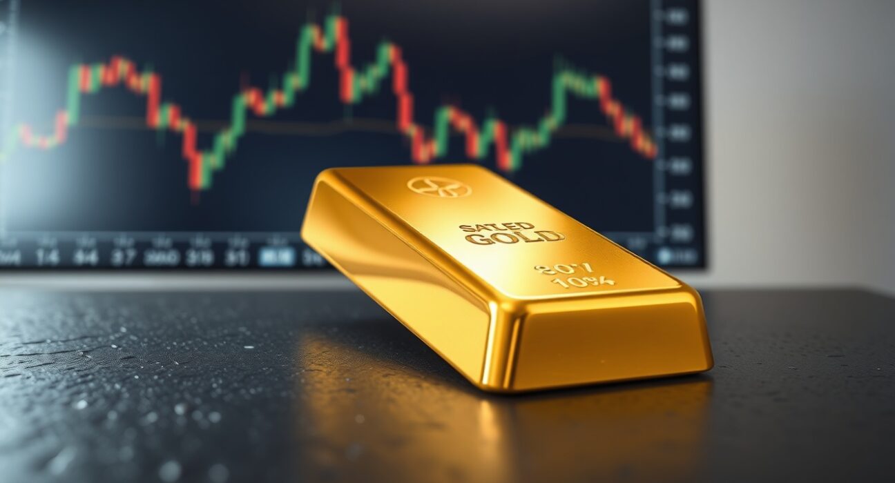 Gold price forecast analysis for XAU/USD showing bearish market pressure and technical indicators.