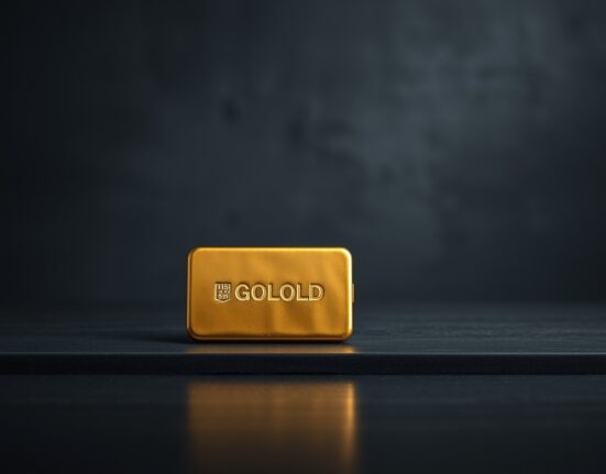 Gold bar on dark surface with soft lighting, representing precious metals investment and price analysis.