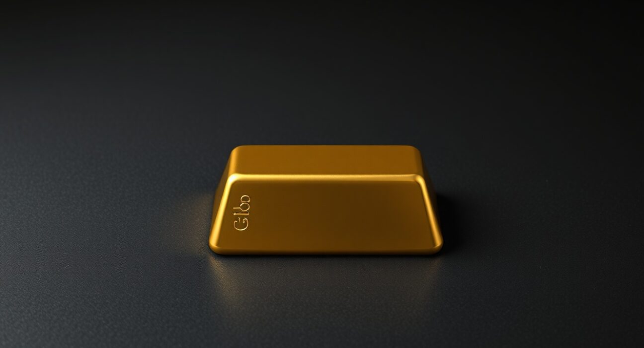 Gold price forecast analysis with a gold bullion bar representing market stability.