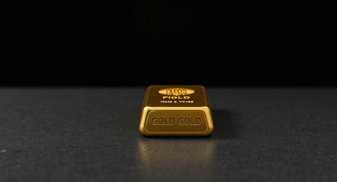 Gold bullion bar representing strong gold price performance amid US dollar weakness.