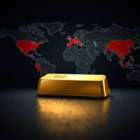 Gold bullion bar representing safe-haven demand amid geopolitical tensions and dollar strength