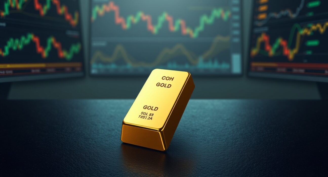 Gold bullion bar representing market price movements amid Middle East geopolitical developments.