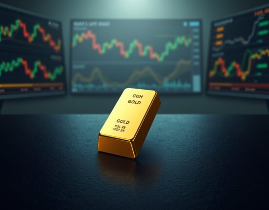 Gold bullion bar representing market price movements amid Middle East geopolitical developments.