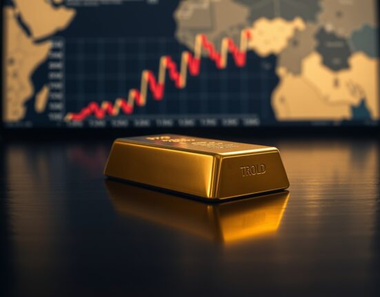 Gold bullion bar reflects Middle East tensions impacting gold price and dollar strength in 2025 markets.
