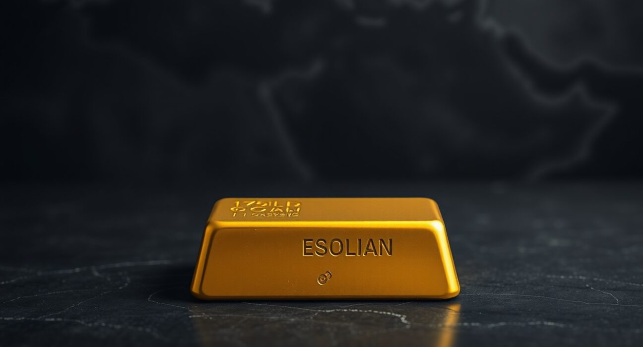 Gold bullion bar representing safe haven asset demand during geopolitical tension and inflation concerns.