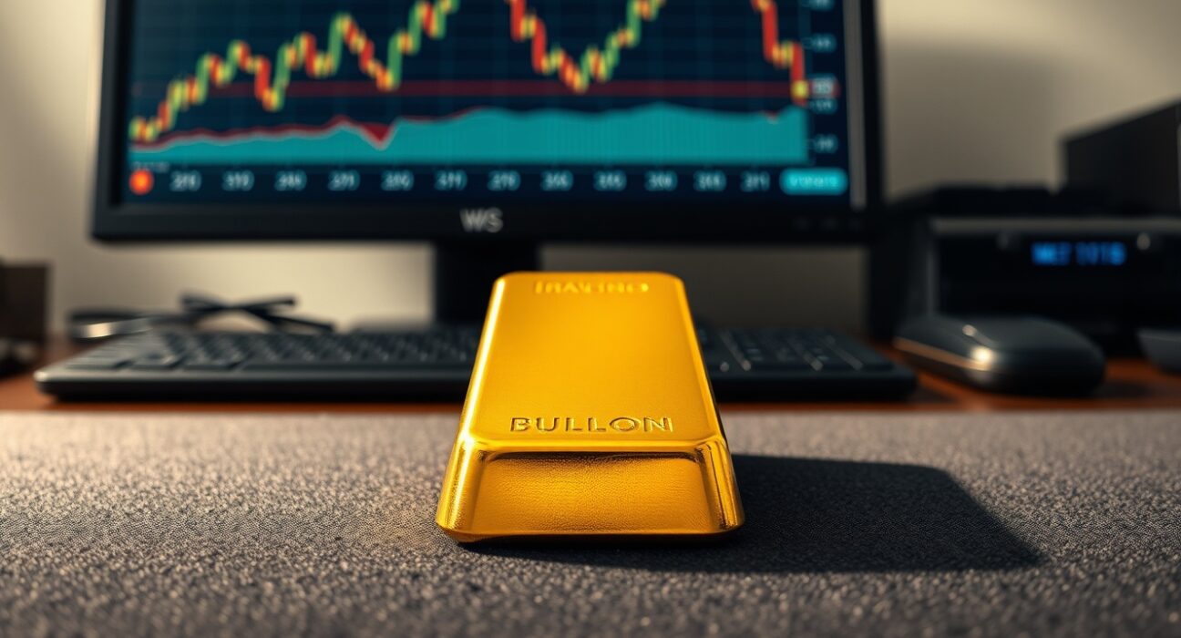 Gold bullion bar representing market analysis of gold price and interest rates.