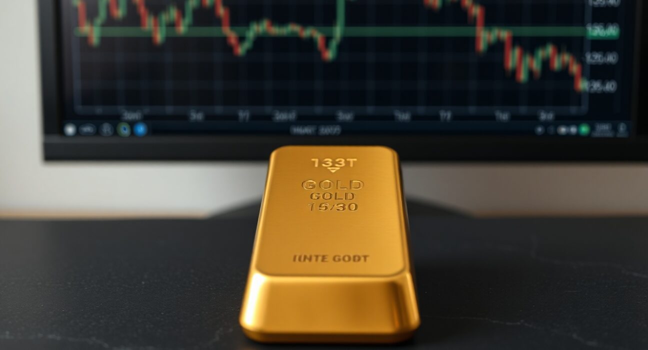 Gold bullion bar representing the falling gold price ahead of the Federal Reserve meeting.