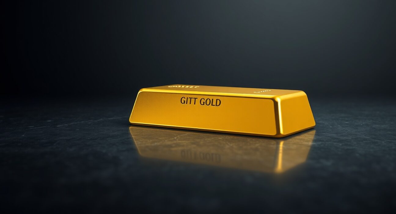 Gold bullion bar representing price pressure and technical analysis of ascending channel support.