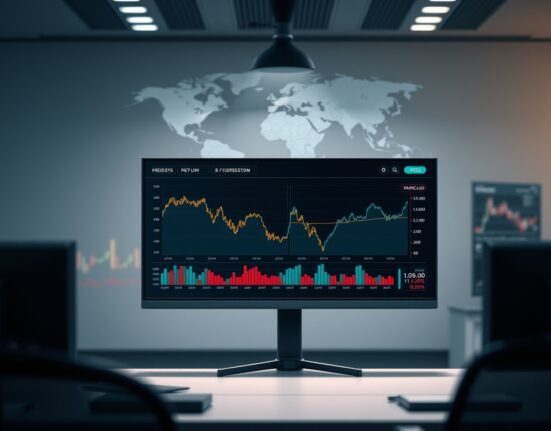 Financial dashboard showing gold price decline versus oil price increase affecting interest rates