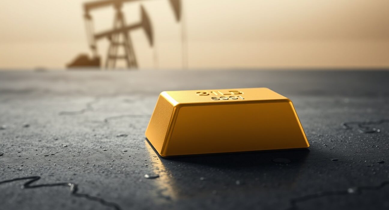 Gold bullion bar representing price stability amid oil-driven inflation risks in 2025 markets.