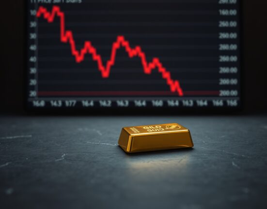 Gold bullion bar representing the sharp decline in gold price amid inflation and liquidity concerns.