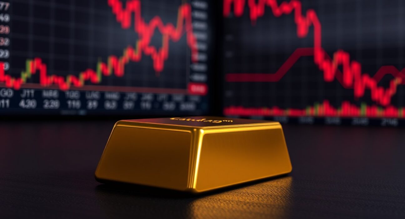 Gold bar representing the plummeting gold price amid hawkish central bank policies.