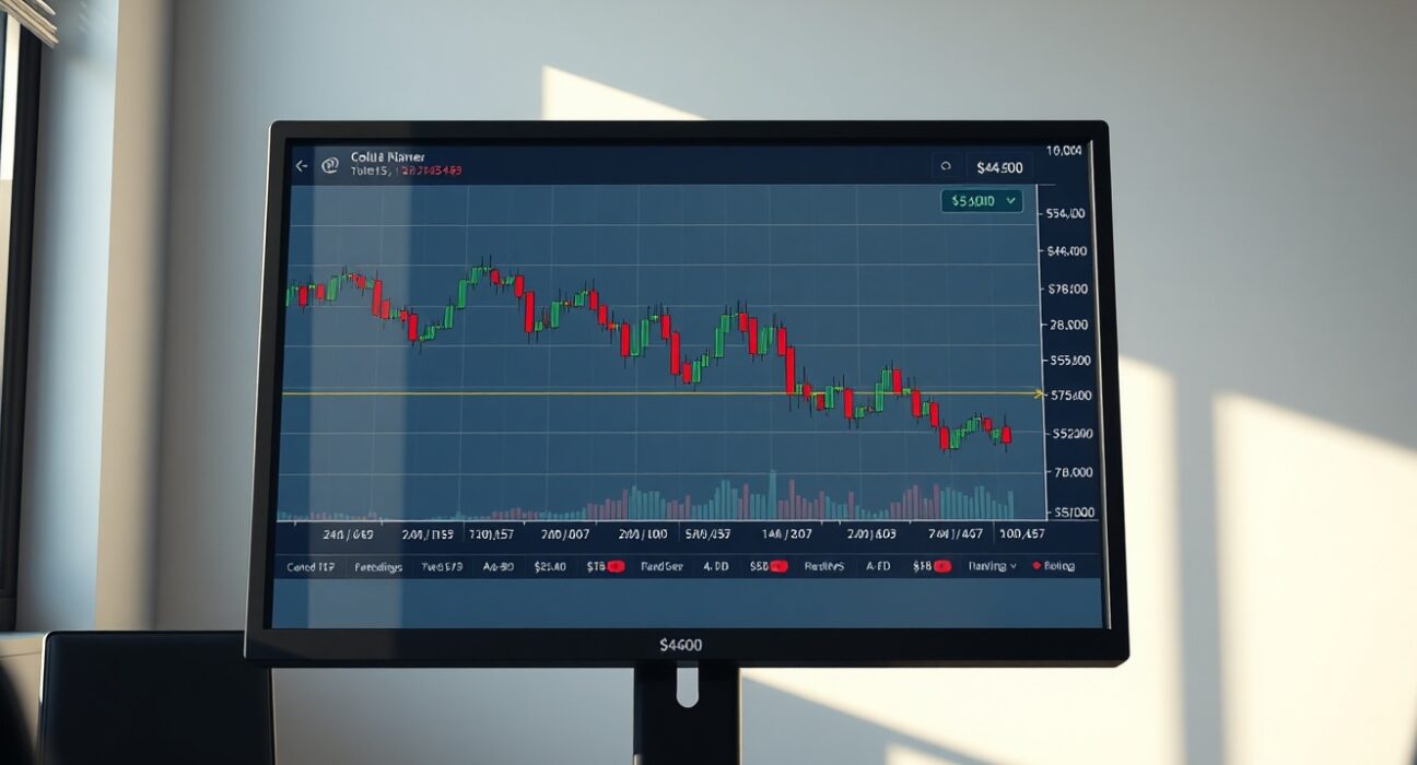 Gold price chart showing technical analysis with $4,600 support level under threat in current market conditions