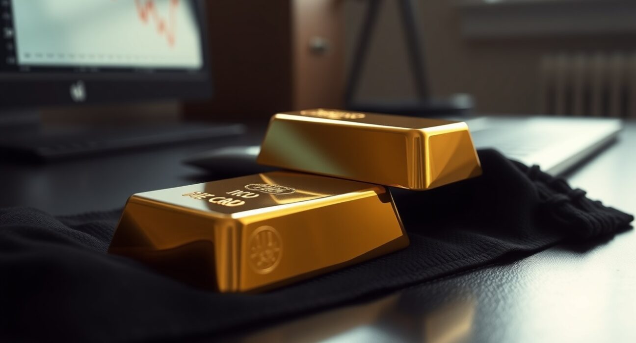 Gold bullion bar representing the current market pressure on gold prices from interest rates and the US Dollar.