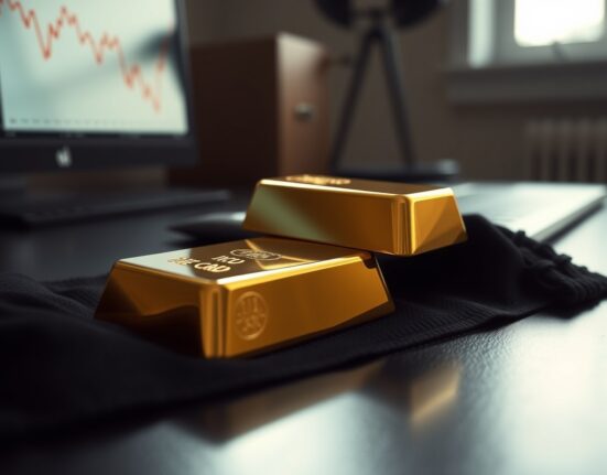 Gold bullion bar representing the current market pressure on gold prices from interest rates and the US Dollar.