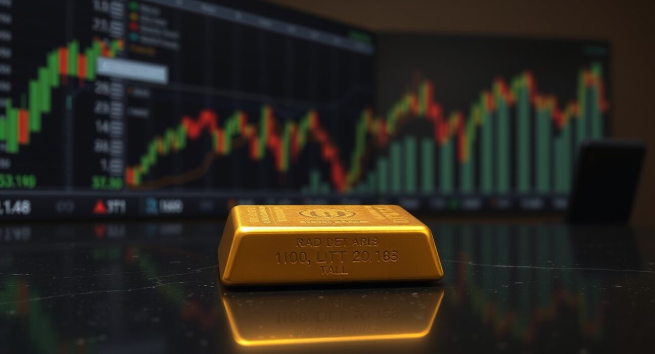 Gold bullion bar analysis representing market pressure and support factors in financial markets.