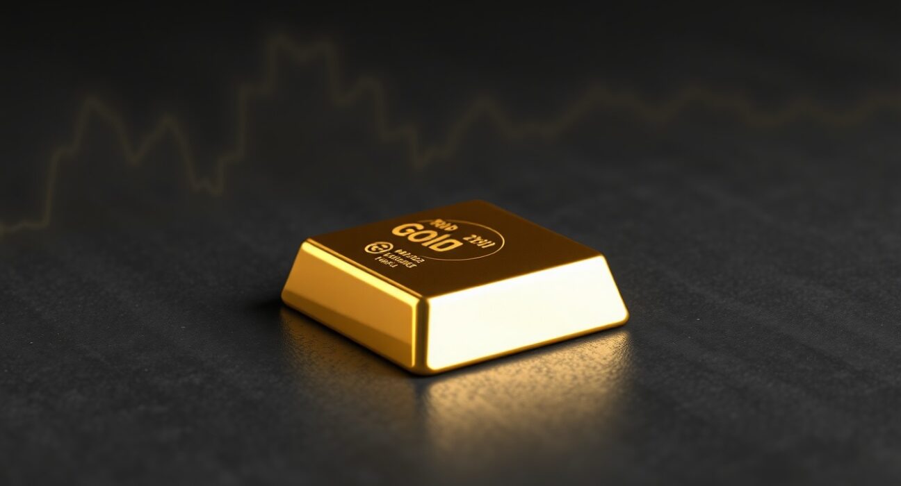 Gold bullion bar representing the market rebound from key technical support levels.