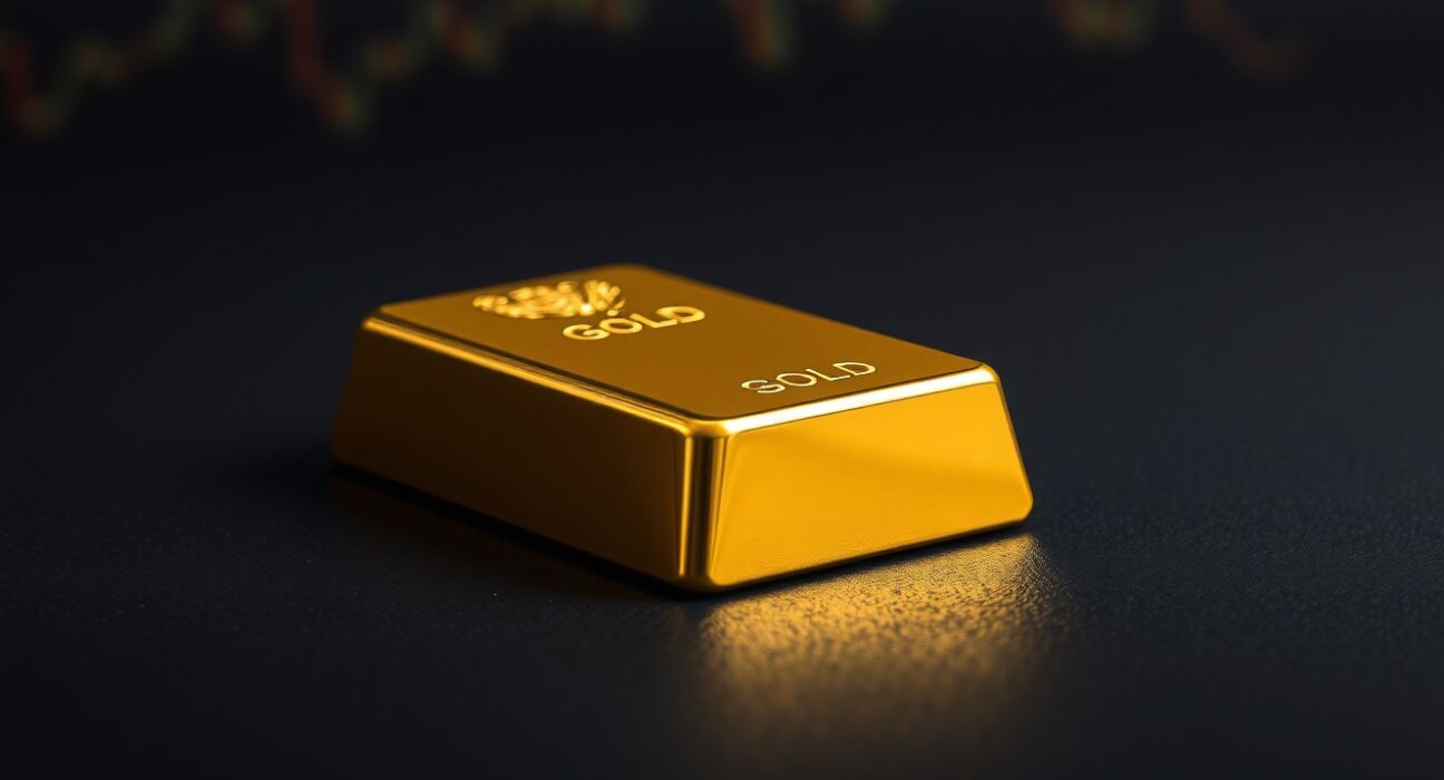 Gold bullion bar representing price recovery and market analysis for precious metals trading.