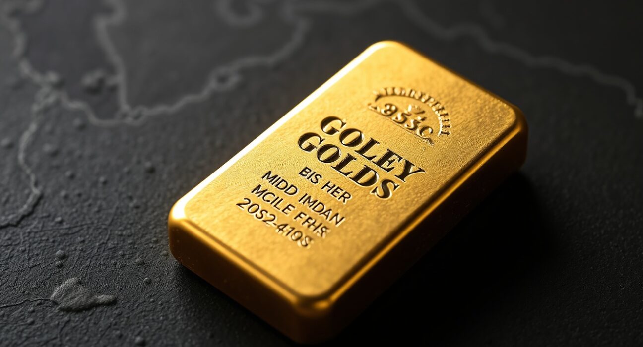 Gold bullion bar representing safe-haven demand during Middle East geopolitical tensions
