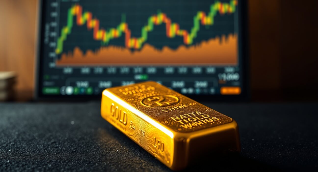 Gold bullion bar representing market price movement amid USD fluctuations.