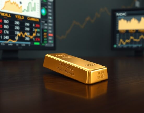 Gold bullion bar representing price movement after Trump's comments on monetary policy and trade.