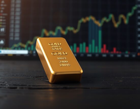 Gold bullion bar representing the surge in gold price above $5,200 per ounce.