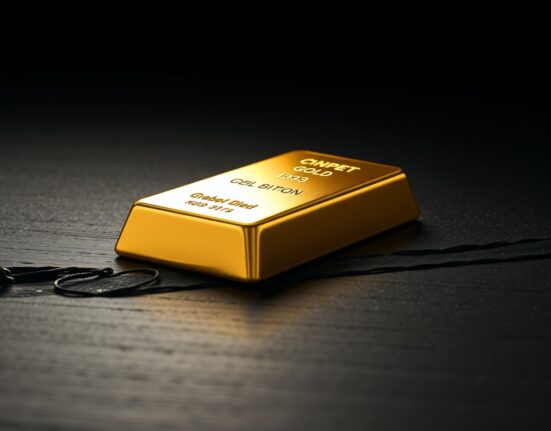 Gold bullion bar representing rising gold price and safe-haven demand in financial markets.