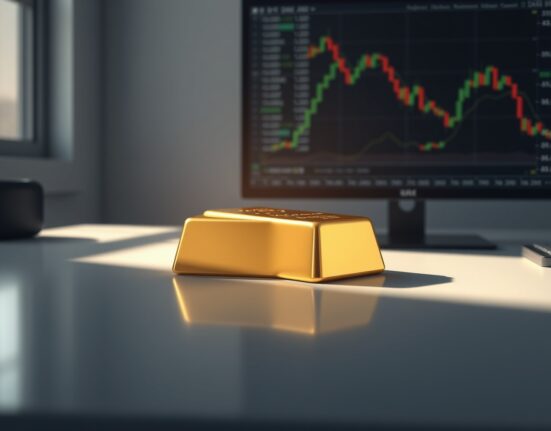 Gold bullion bar representing the current stable price amid geopolitical and Federal Reserve analysis.