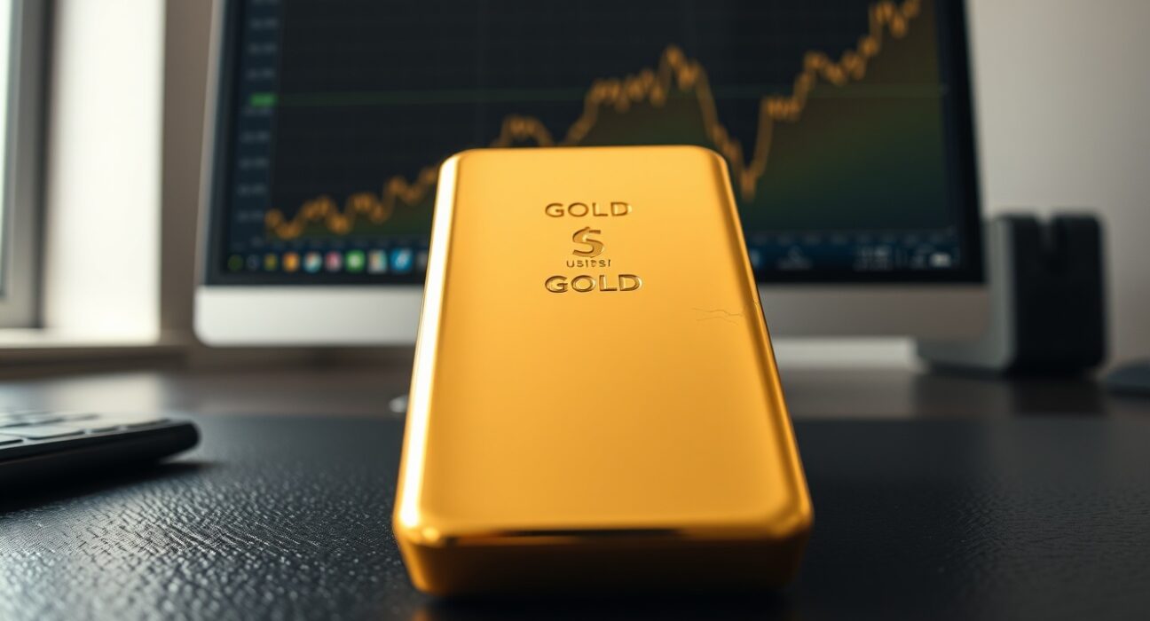 Gold bullion bar representing the surge in gold price amid shifting financial markets.