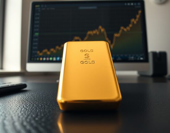Gold bullion bar representing the surge in gold price amid shifting financial markets.